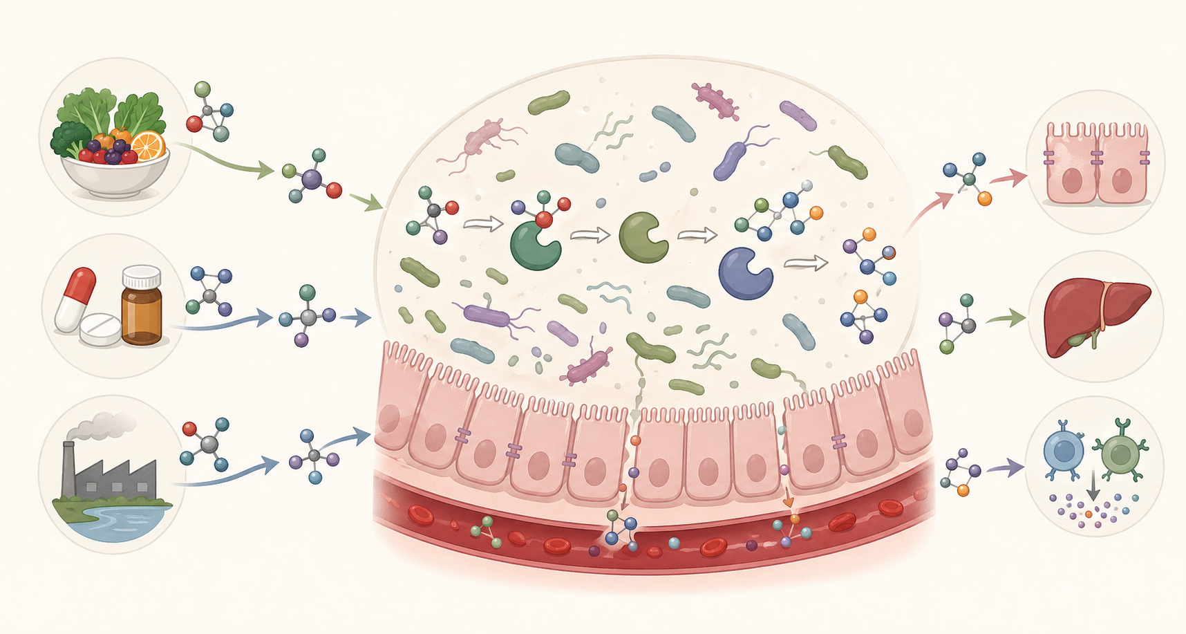 Scientific illustration for Microbial Metabolism of Xenobiotics.